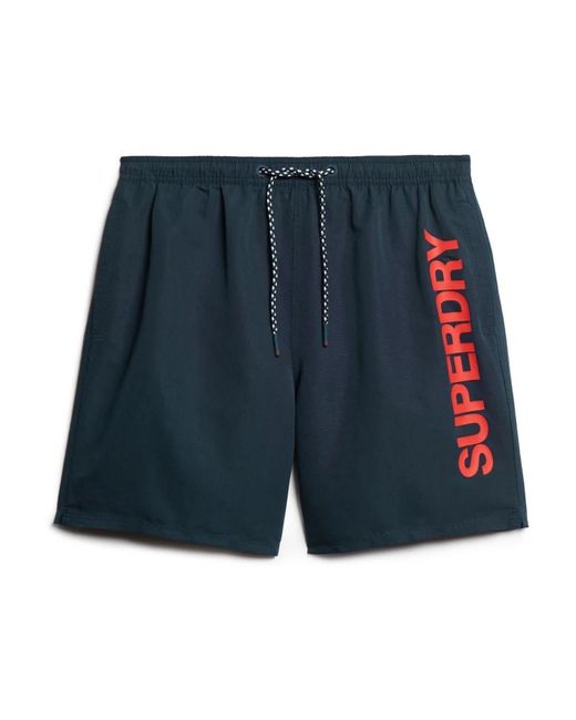 Superdry Badmode ,Blauw ,Polyester Grafische Zwemshorts in het Blue voor heren