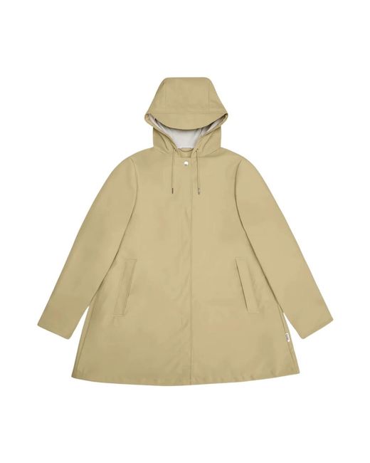 Rains Jassen ,Polyester A-Line Waterdichte Jas in het Natural