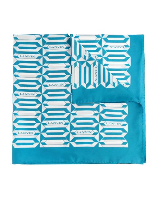 Lanvin Silk Scarf With Logo in het Blue