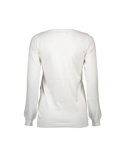 Love Moschino Red Weiße Damen Pullover Mit Applikationen