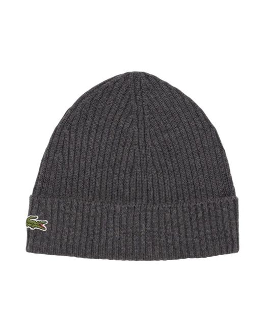Lacoste Geribbelde Gebreide Beanie in het Gray