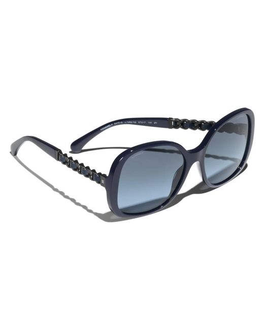 Chanel Blue Ikonoische sonnenbrille mit blauen gläsern