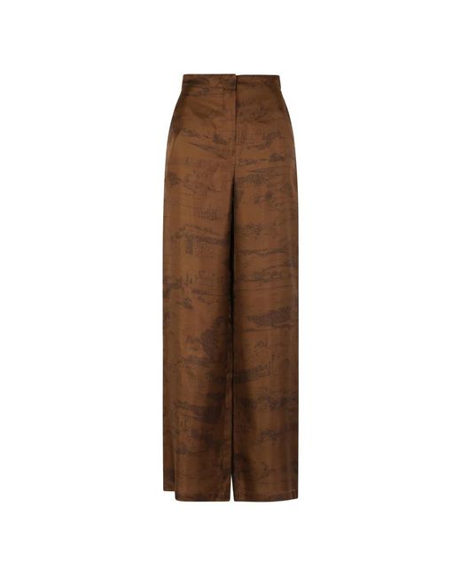 Max Mara Broeken ,Bruin ,Silk Broeken in het Brown