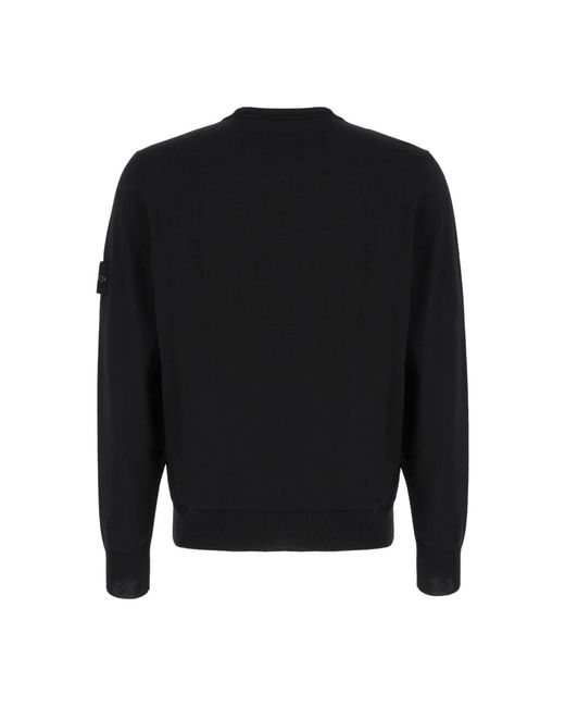 Stone Island Black Round-Neck Knitwear for men