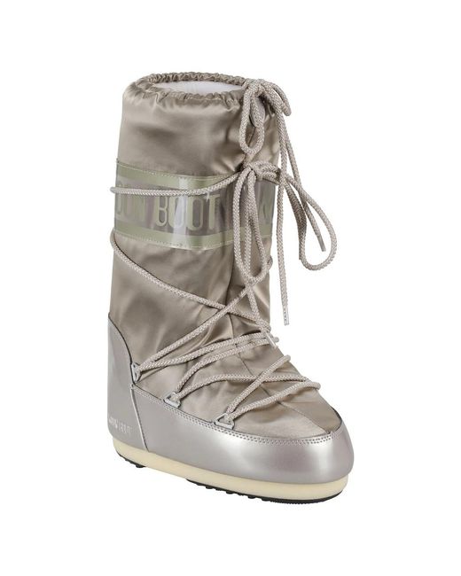 Moon Boot Schoenen ,Grijs ,Polyester Platinum Satin Icon Glance Laars in het Gray