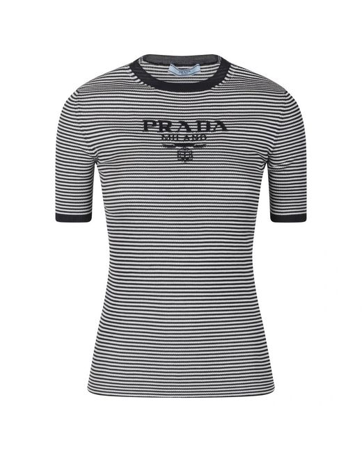 Prada Gray Round-Neck Knitwear