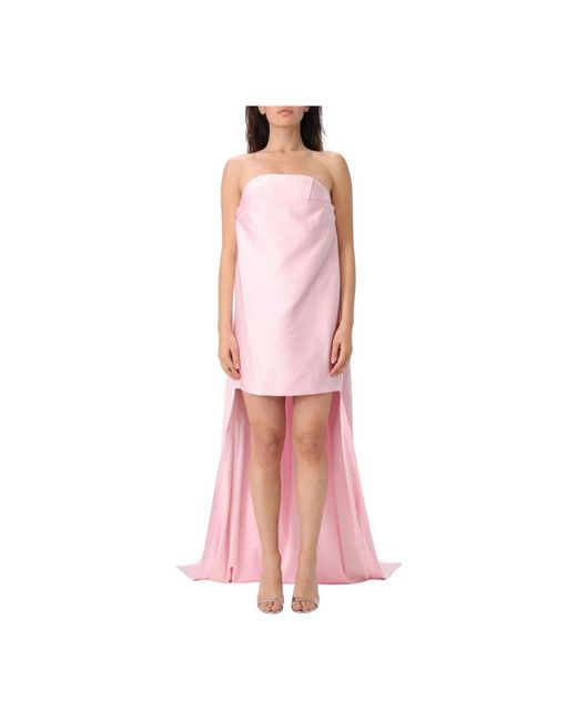 Monot Pink Rosa Ärmelloses Gerafftes Kleid