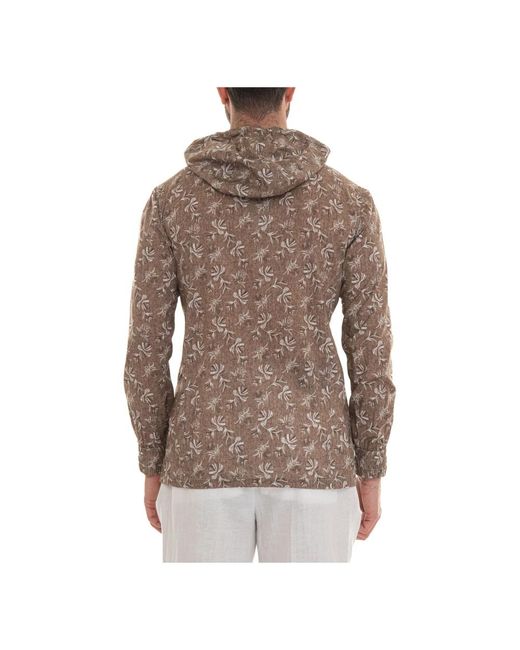 Kiton Blumige zip-hoodie in Brown für Herren