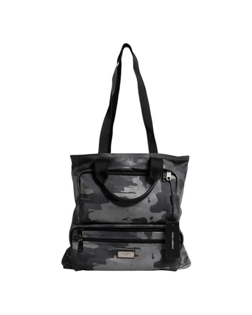 Dolce & Gabbana Black Graue Camo Schulter-Tragetasche