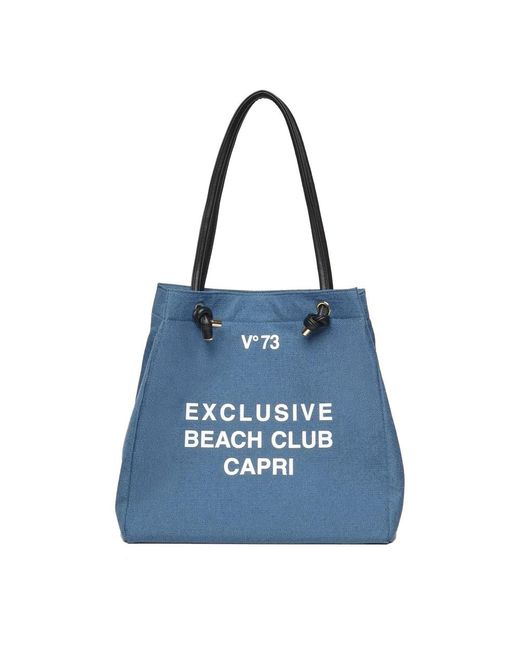 V73 Blue Tote Bags