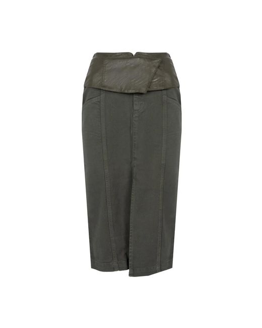 Pinko Rokken ,Groen ,Katoen Elegante Midi-Rok Met Riem En Zakken in het Green