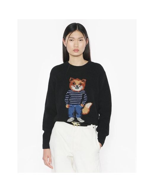 Maison Kitsuné Blue Round-Neck Knitwear