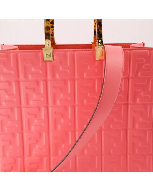 Fendi Pink Geprägte ledertasche mit verstellbarem riemen