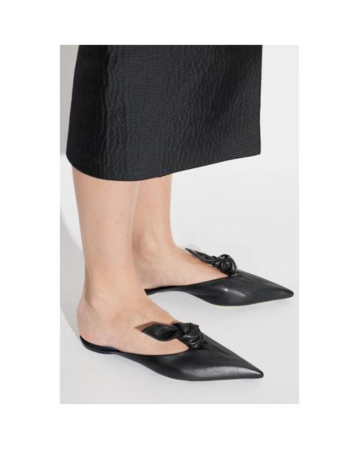 Lanvin Black Midnight Step Leder Bow Mule