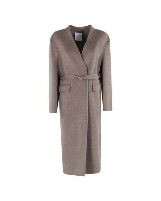 Isabelle Blanche Jassen ,Grijs ,Wol Belted Coat in het Brown