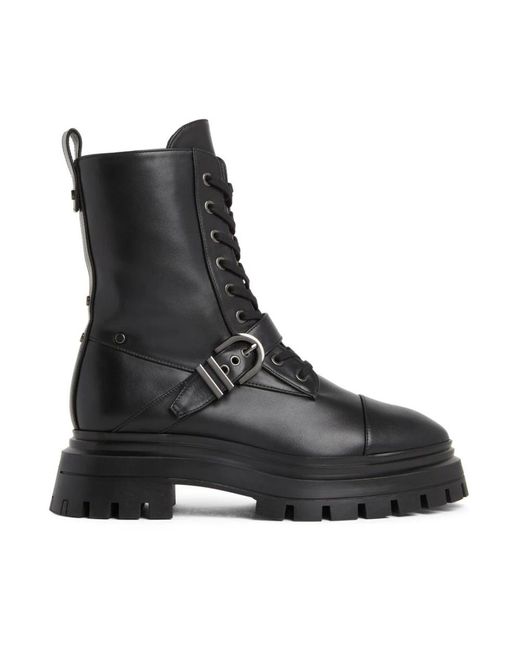 Stuart Weitzman Black Lace-Up Boots