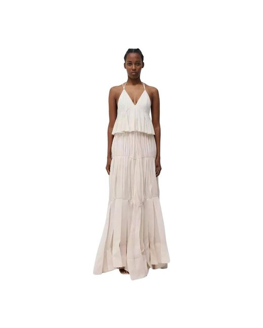 Jonathan Simkhai Natural S maxikleid mit tiefem v-ausschnitt