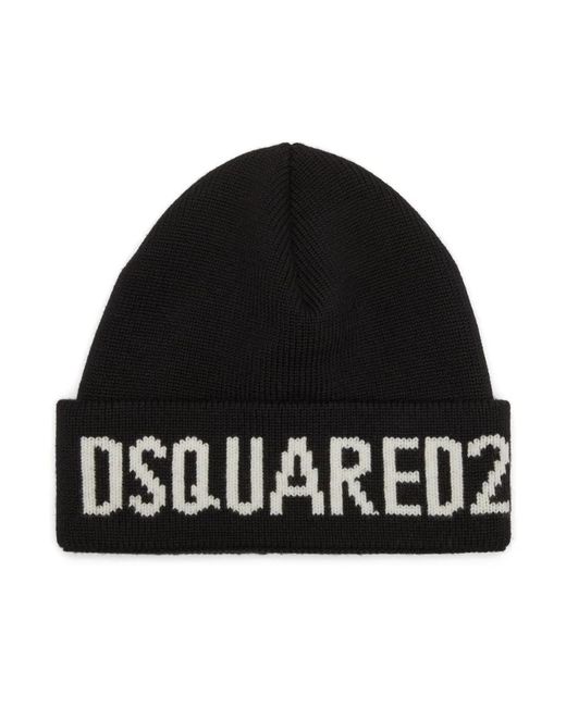 DSquared² Accessoires ,Zwart ,Wol Zwarte Hoeden & Petten Aw 24 in het Black voor heren