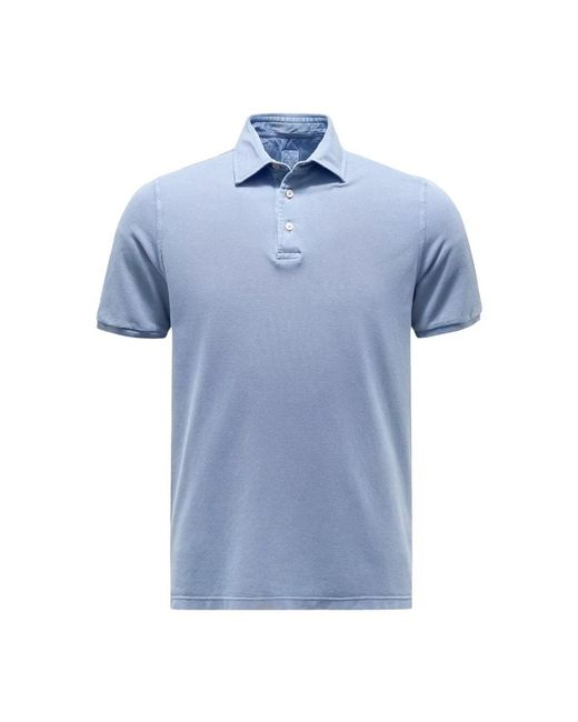 Fedeli Tops ,Blauw ,Katoen Korte Mouw Piqué Polo Lichtblauw in het Blue voor heren