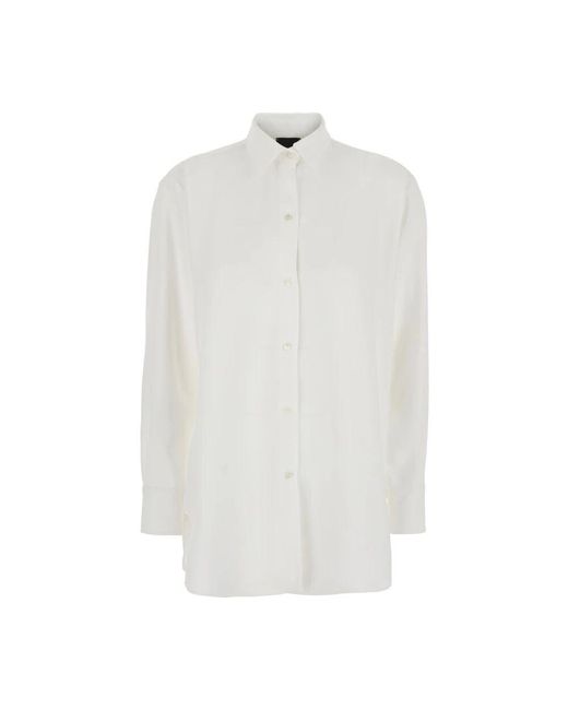 Plain Units White Klassische Weiße Tech Fabric Bluse Frau