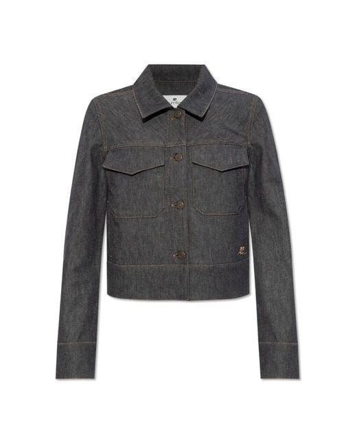 Courreges Gray Denimjacke mit gesticktem logo