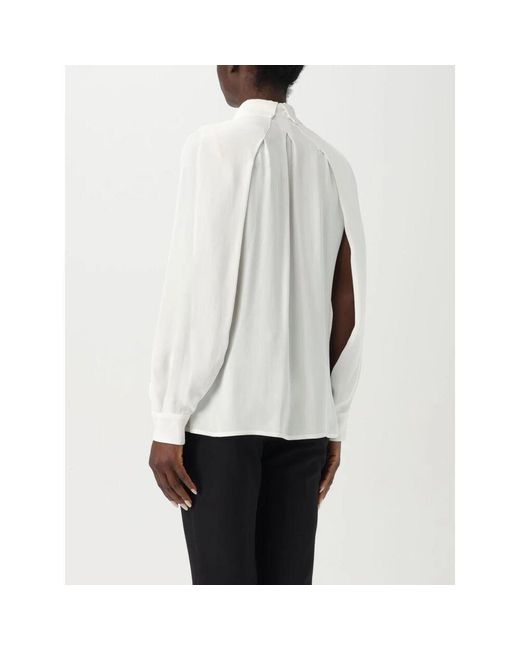 Elisabetta Franchi White Ivory Langarm Seidenbluse