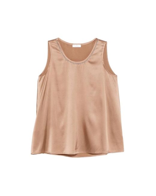 Sleeveless Tops Panicale de color Brown