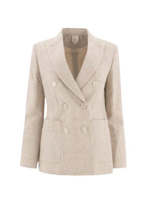 Max Mara Jassen ,Wit ,Wol Frisé Patroon Wollen Blazer in het Natural
