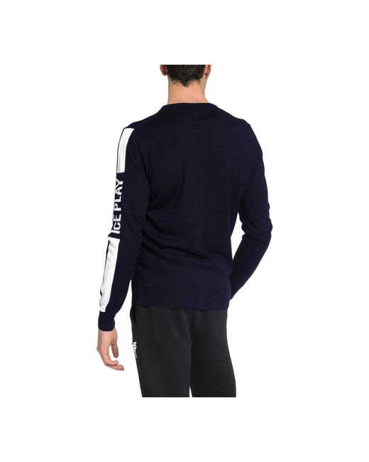 Ice Play Blauer Strickpullover in Blue für Herren
