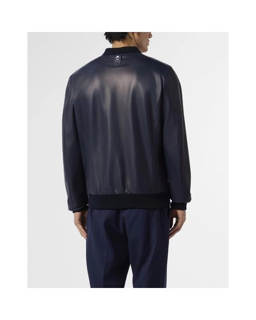 Billionaire Jassen ,Blauw ,Leer Nappa Leather Bomber Basic in het Blue voor heren