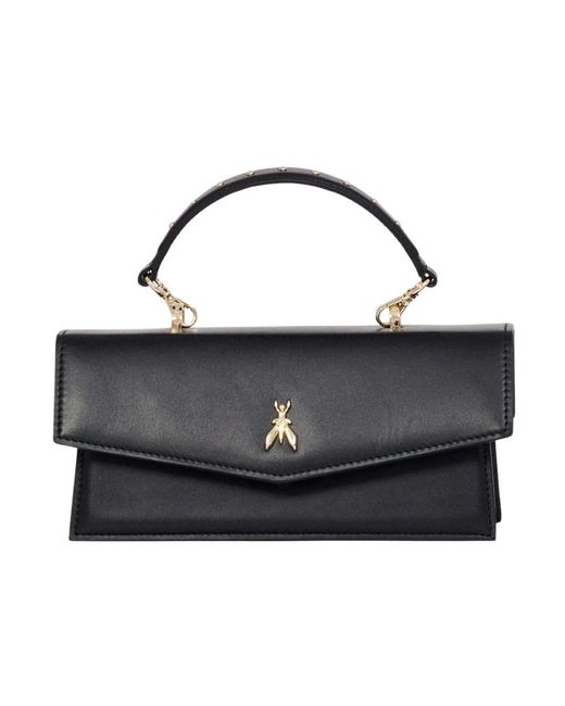 Patrizia Pepe Black Schwarze Kunstlederhandtasche Mit Kette