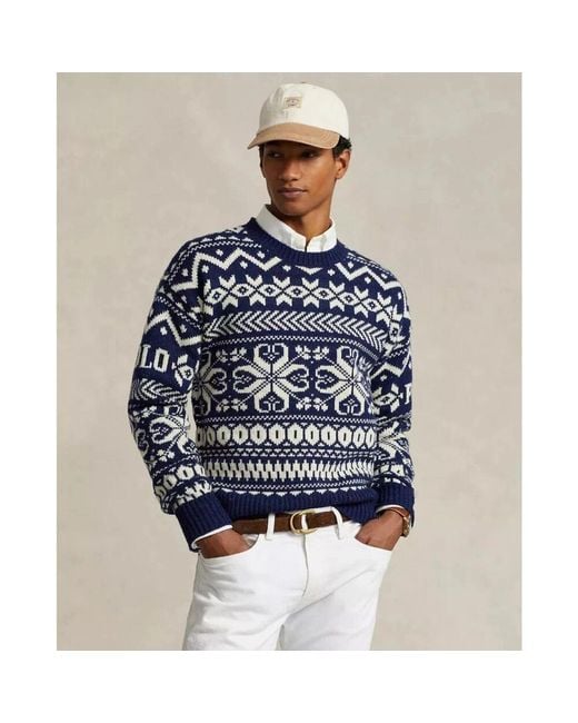 Ralph Lauren Blue Round-Neck Knitwear for men