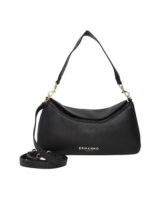 Ermanno Scervino Black Eco-Leder Hobo Bag Mit Verstellbarem Riemen