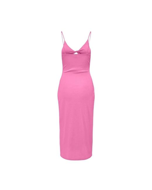 ONLY Kleedjes ,Roze ,Fuchsia Roze One-Shoulder Jurk in het Pink