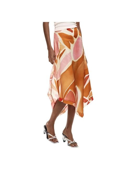 Desigual Fal Vent Midi Rok in het Orange