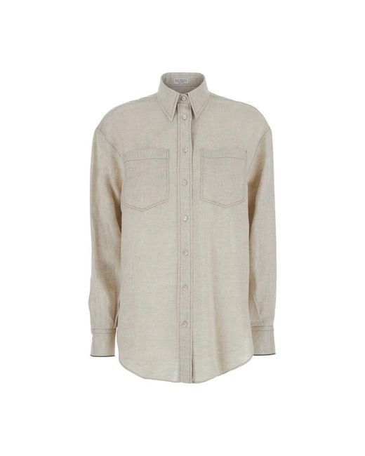 Brunello Cucinelli Gray Leinenhemd