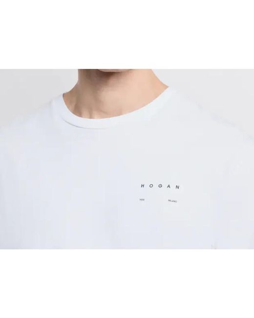 Hogan White Versatile T-Shirt With Calf Leather Accents for men