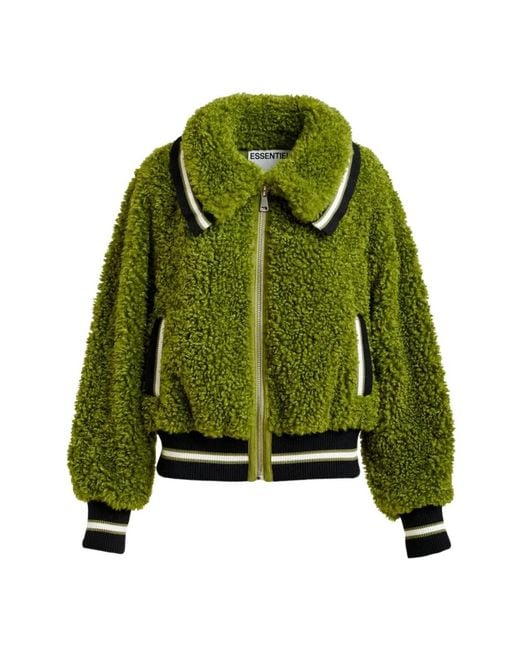 Essentiel Antwerp Green Faux Fur & Shearling Jackets