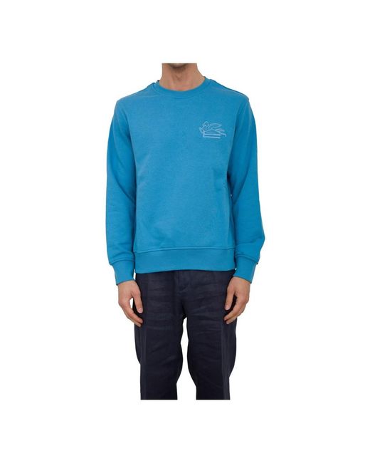 Etro Hoodies & Sweatvesten ,Blauw ,Katoen Blauwe Sweatshirt Met C-Neck Stijl in het Blue voor heren