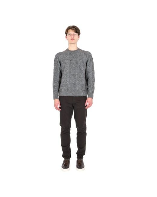 Herno Gray Round-Neck Knitwear for men