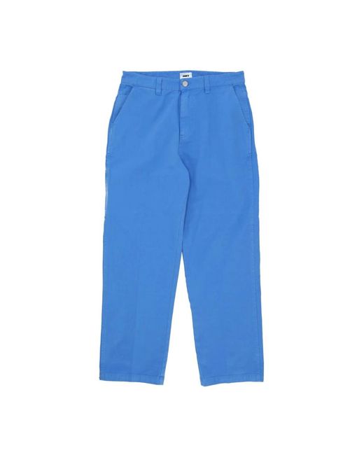 Obey Blue Straight Trousers for men
