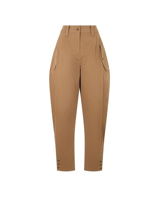 Alberta Ferretti Natural Cropped Trousers