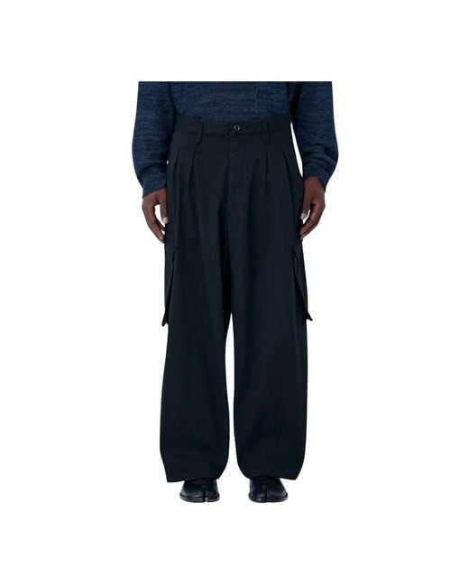 Yohji Yamamoto Blue Wide Trousers for men