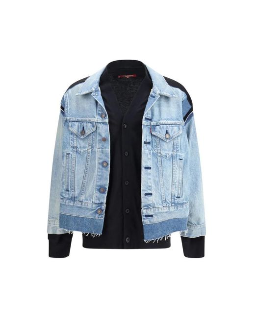 Junya Watanabe Jassen ,Blauw ,Denim Denimjack Met Cardigan in het Blue voor heren