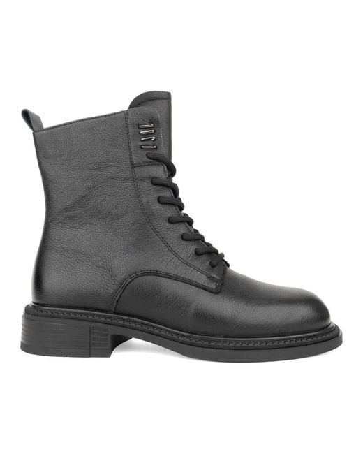 Linda Baumann Black Lace-Up Boots