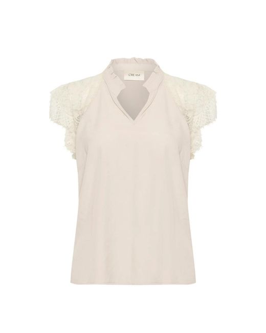 Blouses Cream de color White