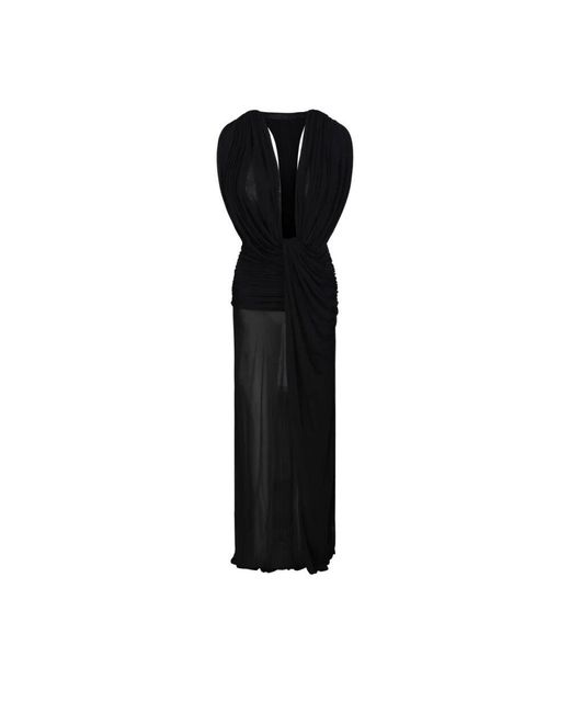 Christopher Esber Black Schwarzes Asymmetrisches Ripple Drape Kleid