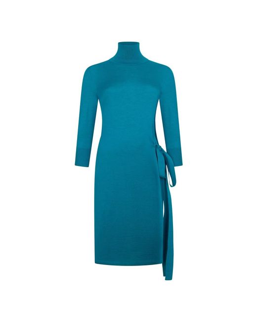 Malo Kleedjes ,Blauw ,Belted Midi Dress in het Blue