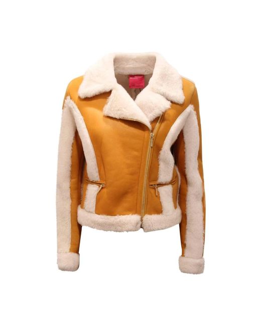 Blumarine Yellow Faux Fur & Shearling Jackets