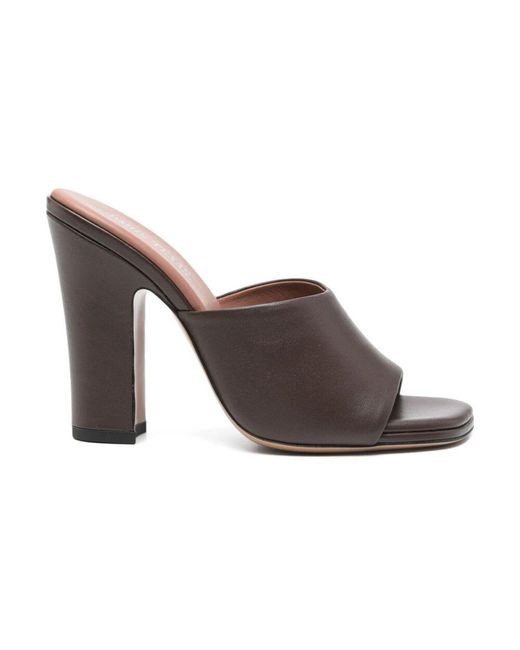 Paris Texas Brown Heeled Mules